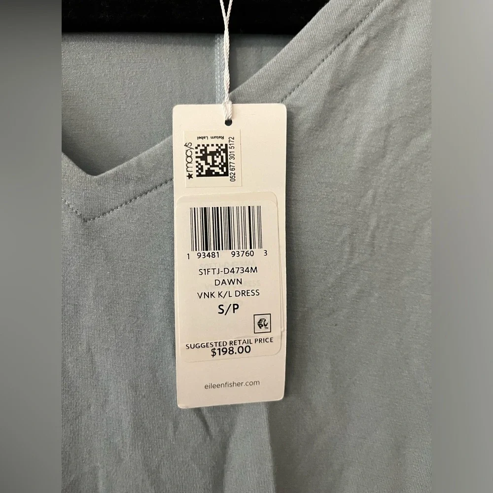 NWT Eileen Fisher Organic Cotton V-Neck midi Dress S - Picture 3 of 8